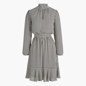 NEW J.Crew Factory Women’s Houndstooth Smocked Dress Black/White Size 4 Mini